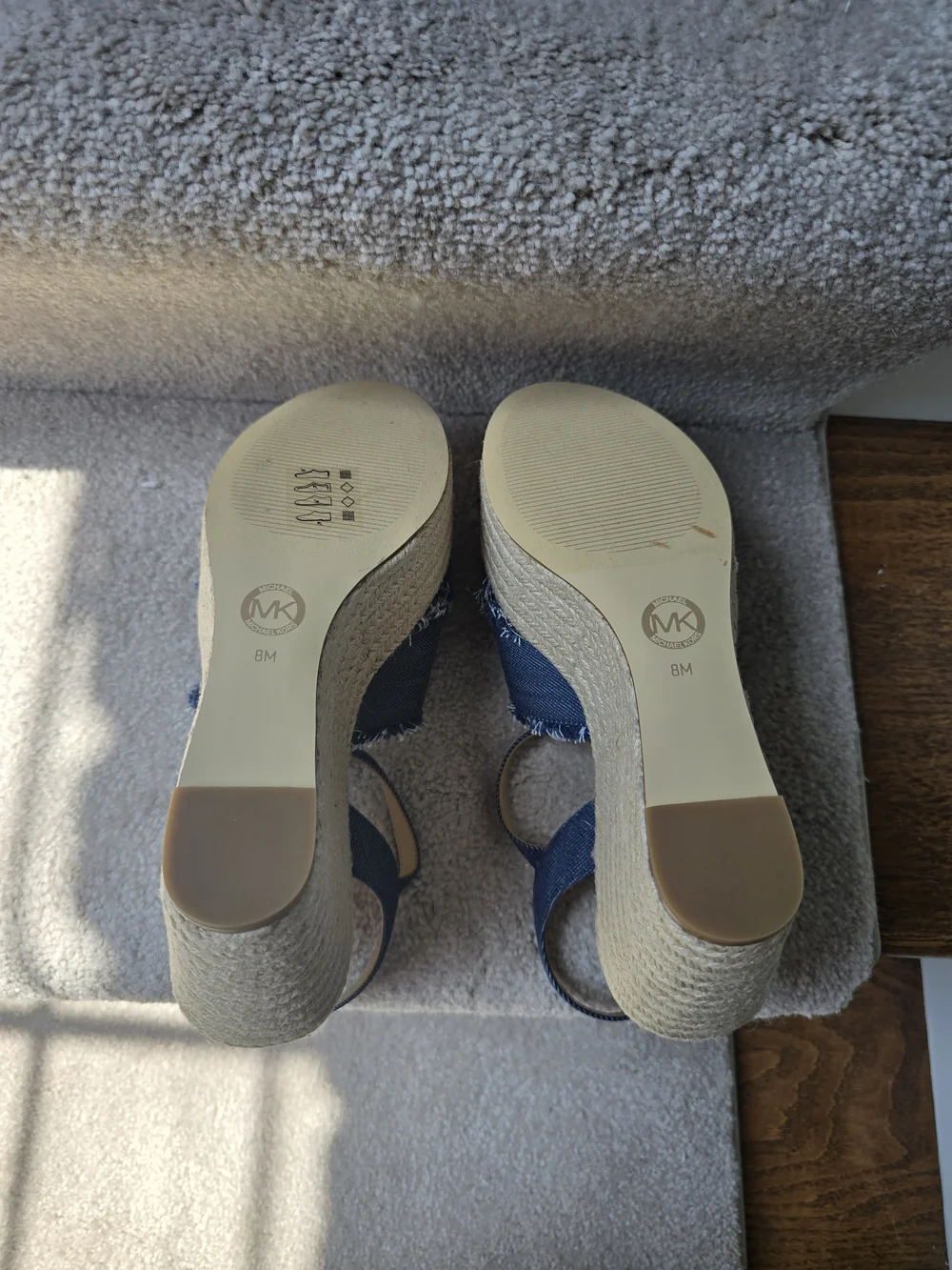 Michael Kors Denim Blue Espadrille Wedge Sandals